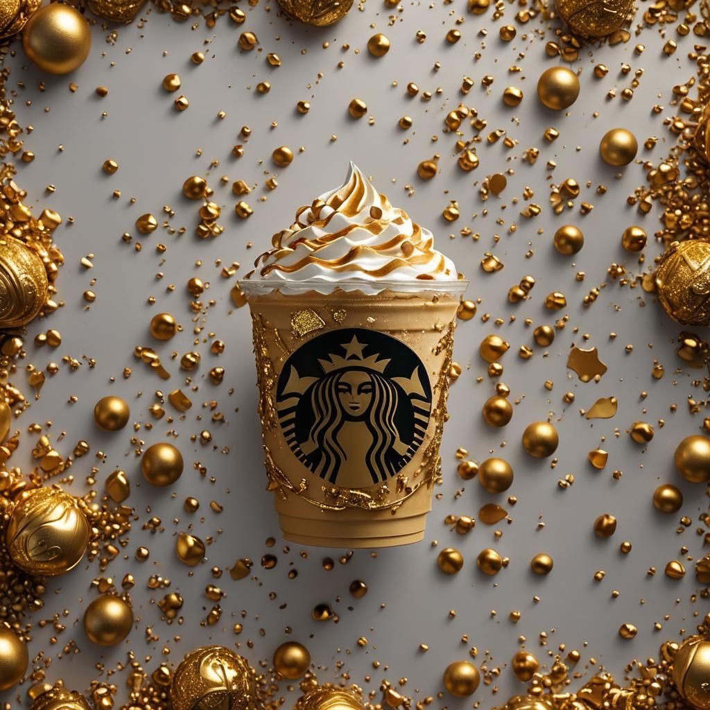 Golden Starbucks Frappuccino Fantasy Concept Art