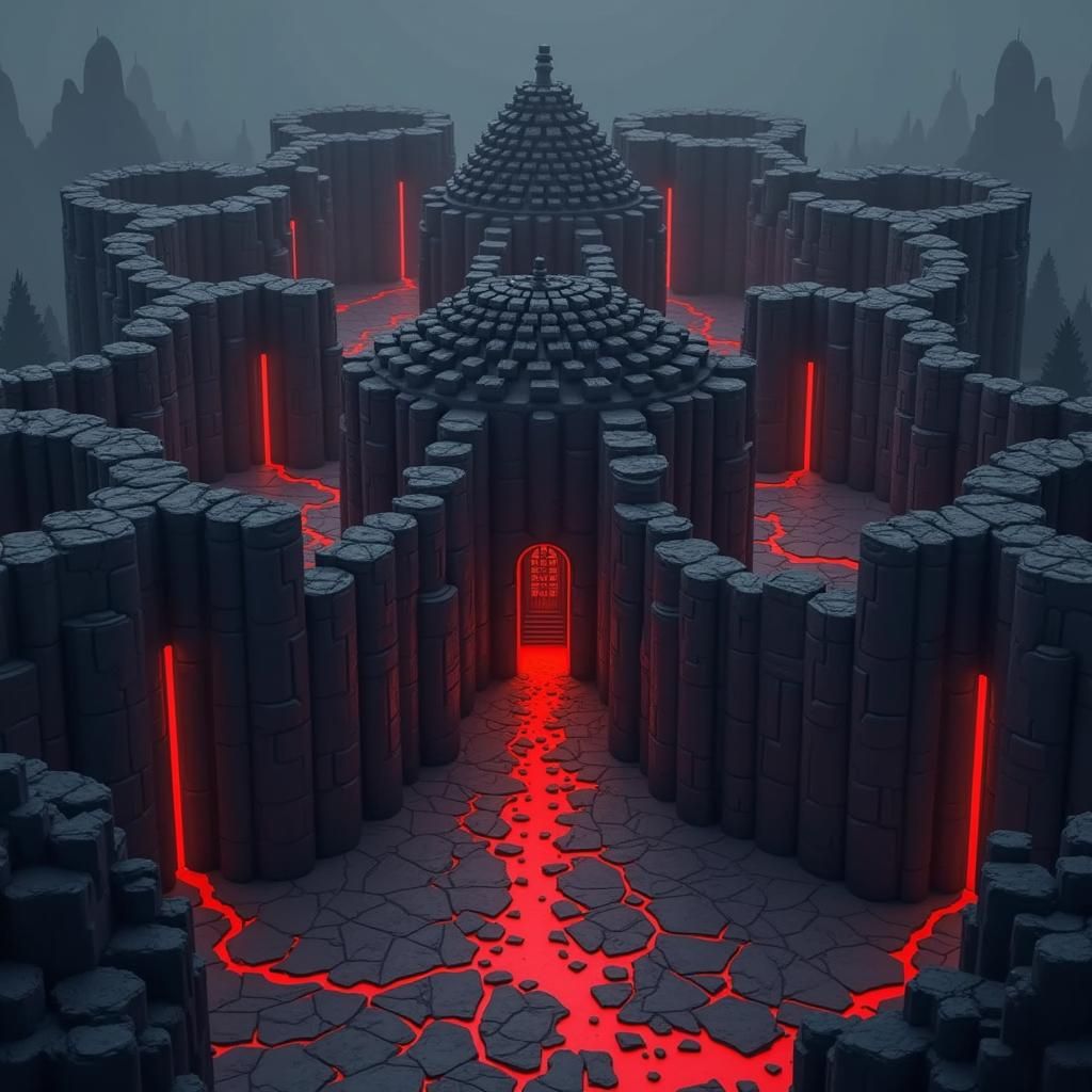 Ominous Security Compound in 16-bit Pixel Art