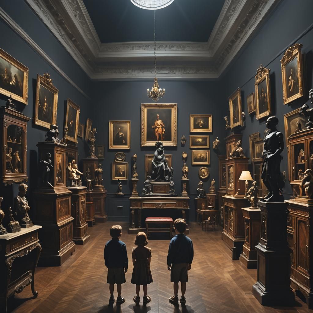 Children Explore Vast Dark Space With Antiques