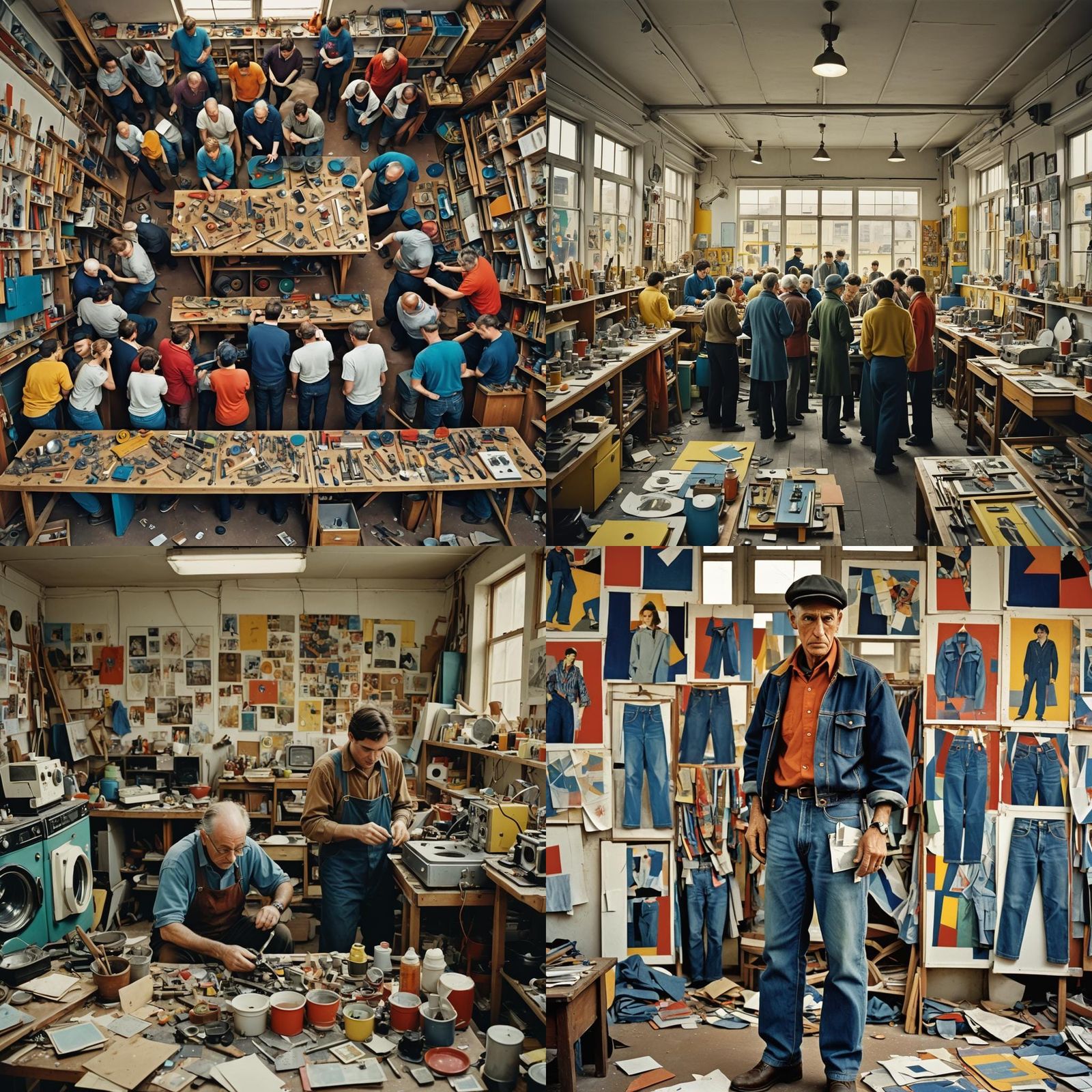 Community Repair Workshop in Geometric Bauhaus Style