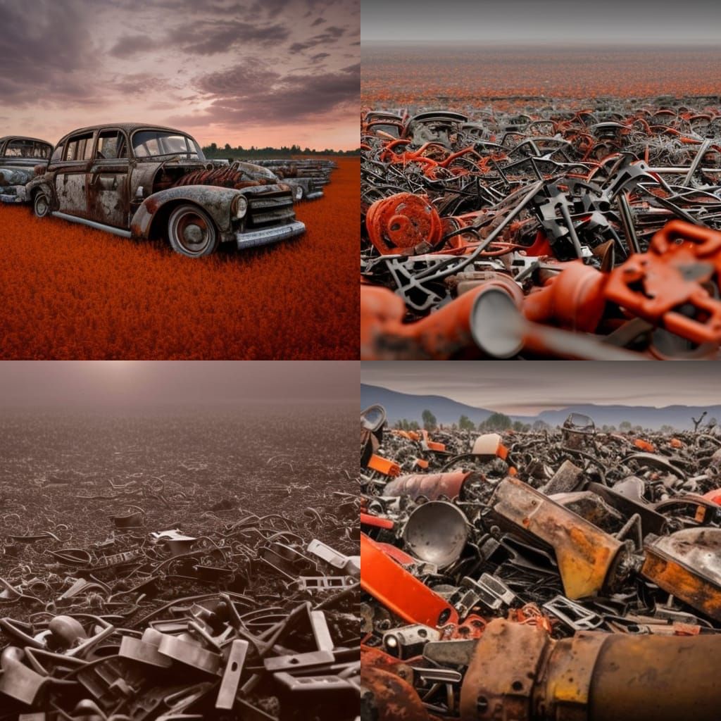 Hellish Scrap Metal Field Landscape