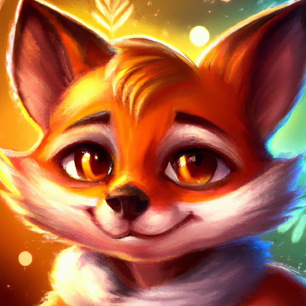 Chibi Christmas Fox Portrait in Digital Art Style