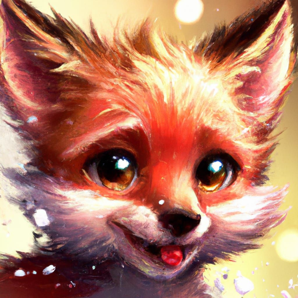 Chibi Christmas Fox Portrait in Digital Art Style