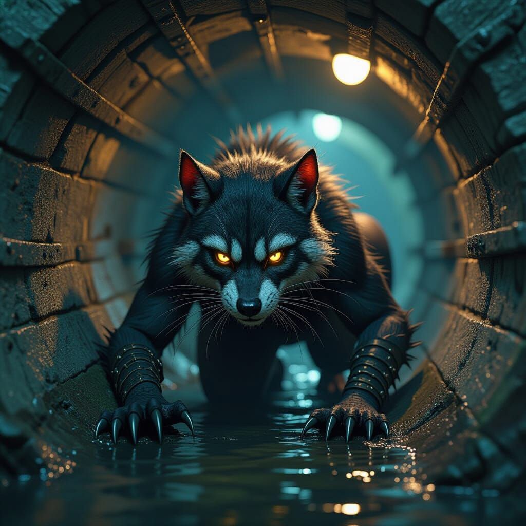 Female Werrat Rogue in Dark Fantasy Sewer