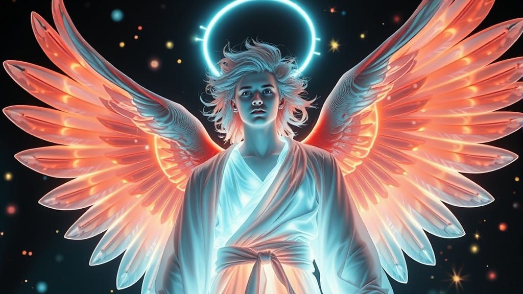 Radiant Archangel with Bioluminescent Wings