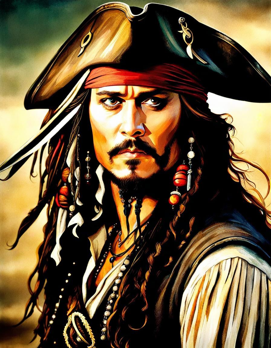 Hyperrealistic Captain Jack Sparrow Portrait