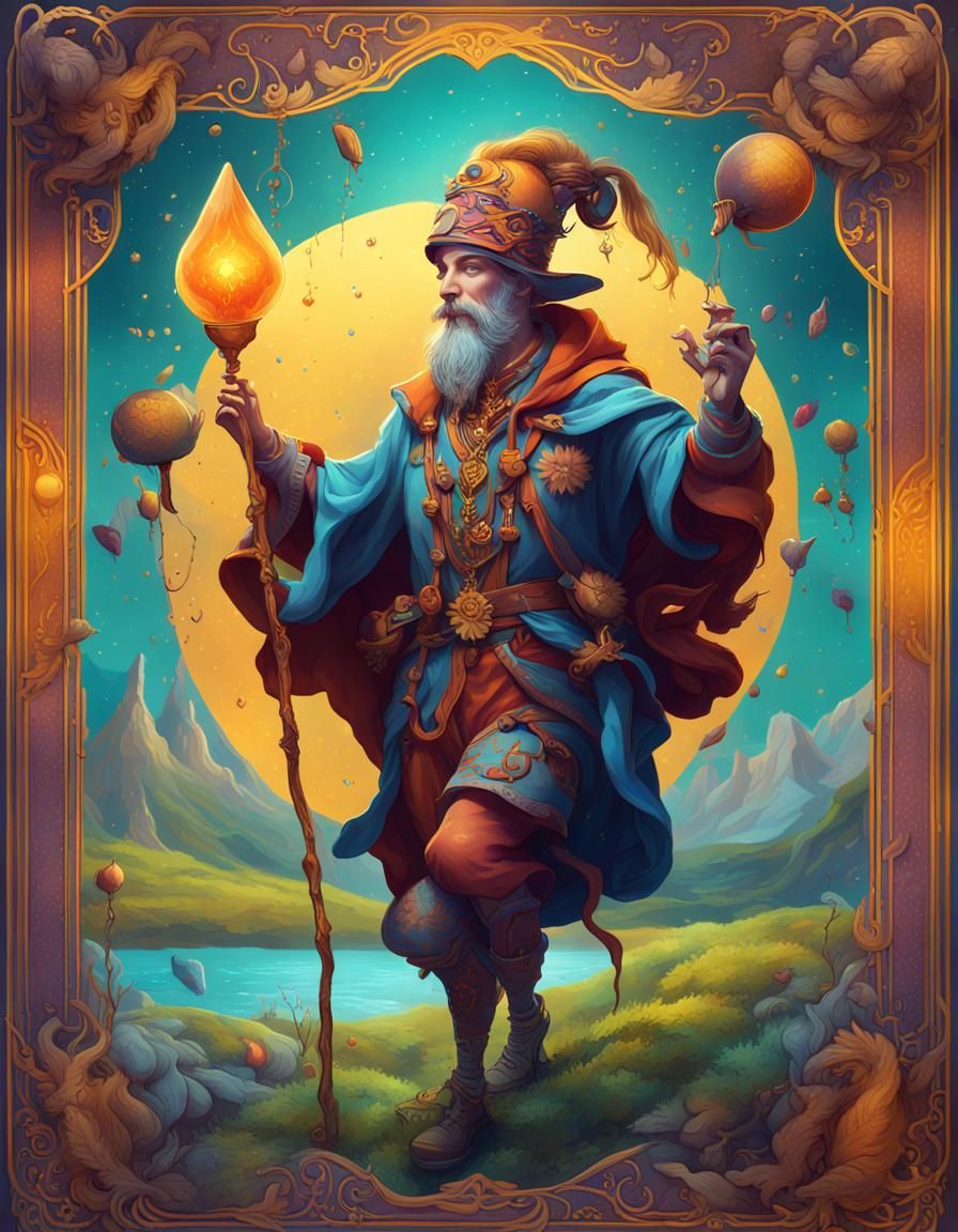 The Fool Tarot Card: Vibrant Matte Painting