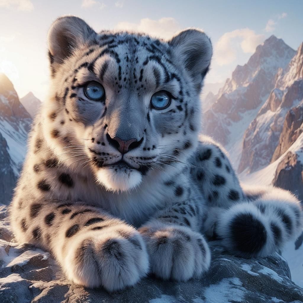 Snow Leopard Portrait: AI Generated Image