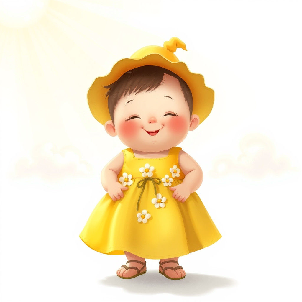 Whimsical Child in Sunshine, Impressionist Style