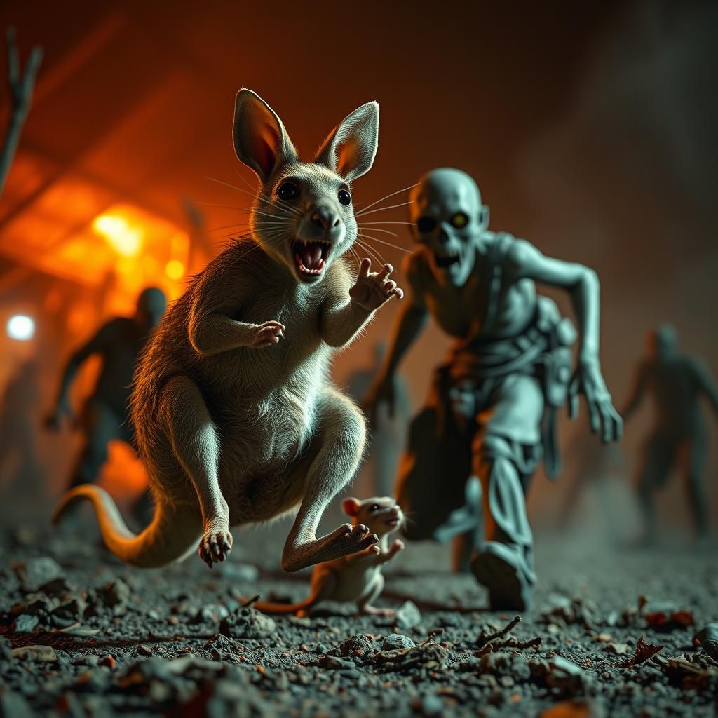 Kangaroo Rats Flee Zombie Apocalypse in HDR