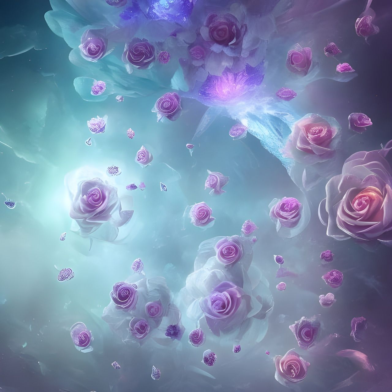 Epic Crystal Rose with Glittering Bubbles