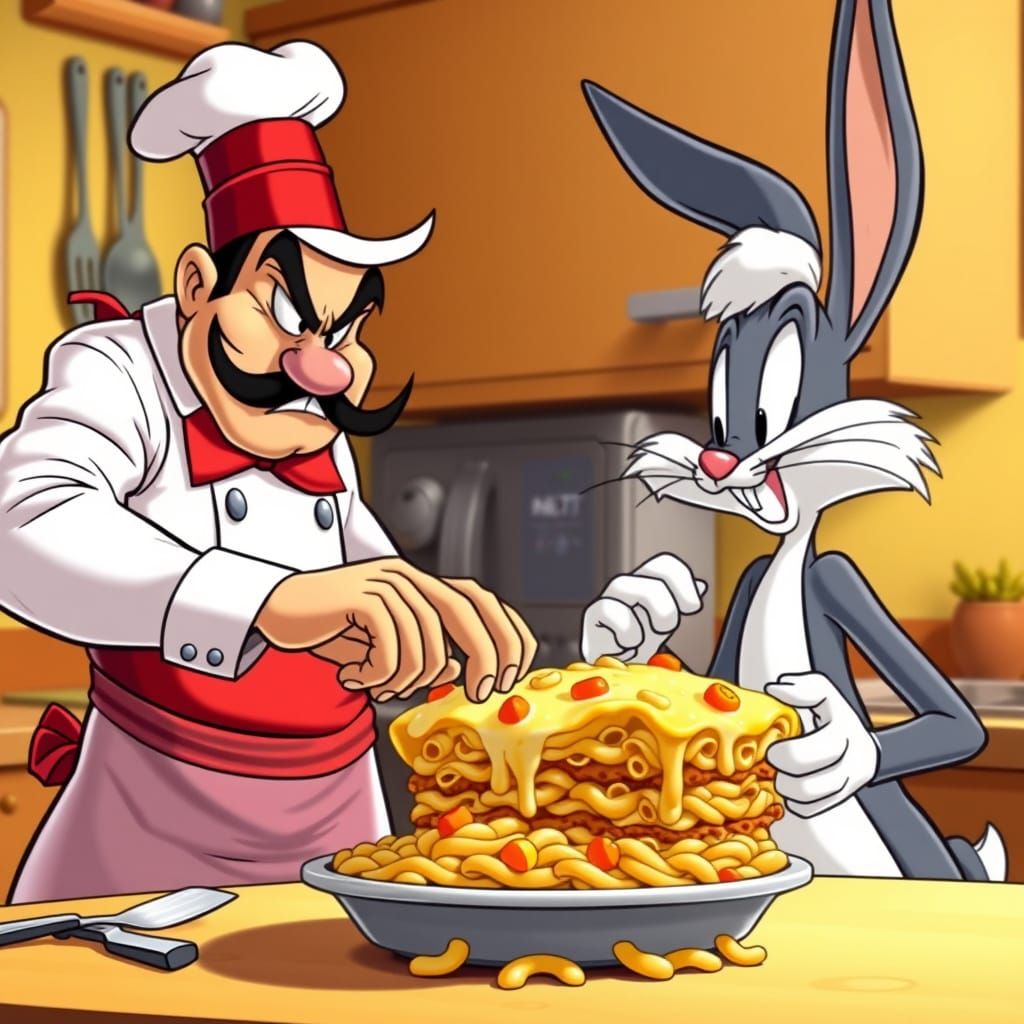 Cartoon Chefs: Yosemite Sam and Bugs Bunny in the Kitchen