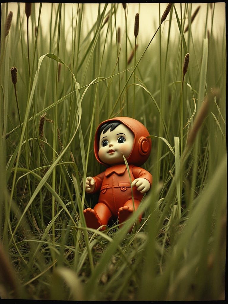 Nostalgic Old Film Photo of Abandoned Toy