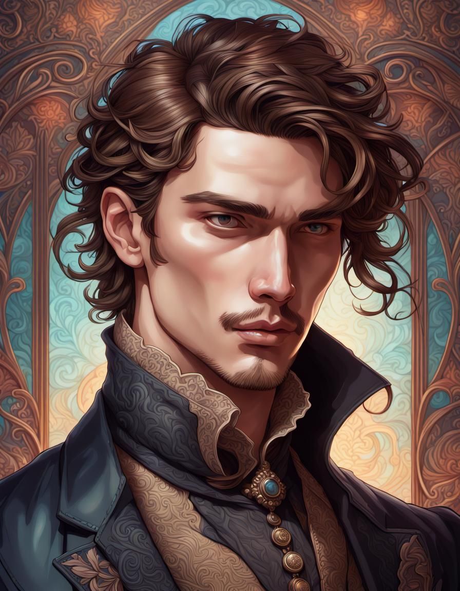 Fantasy Victorian Gentleman in Art Nouveau Style