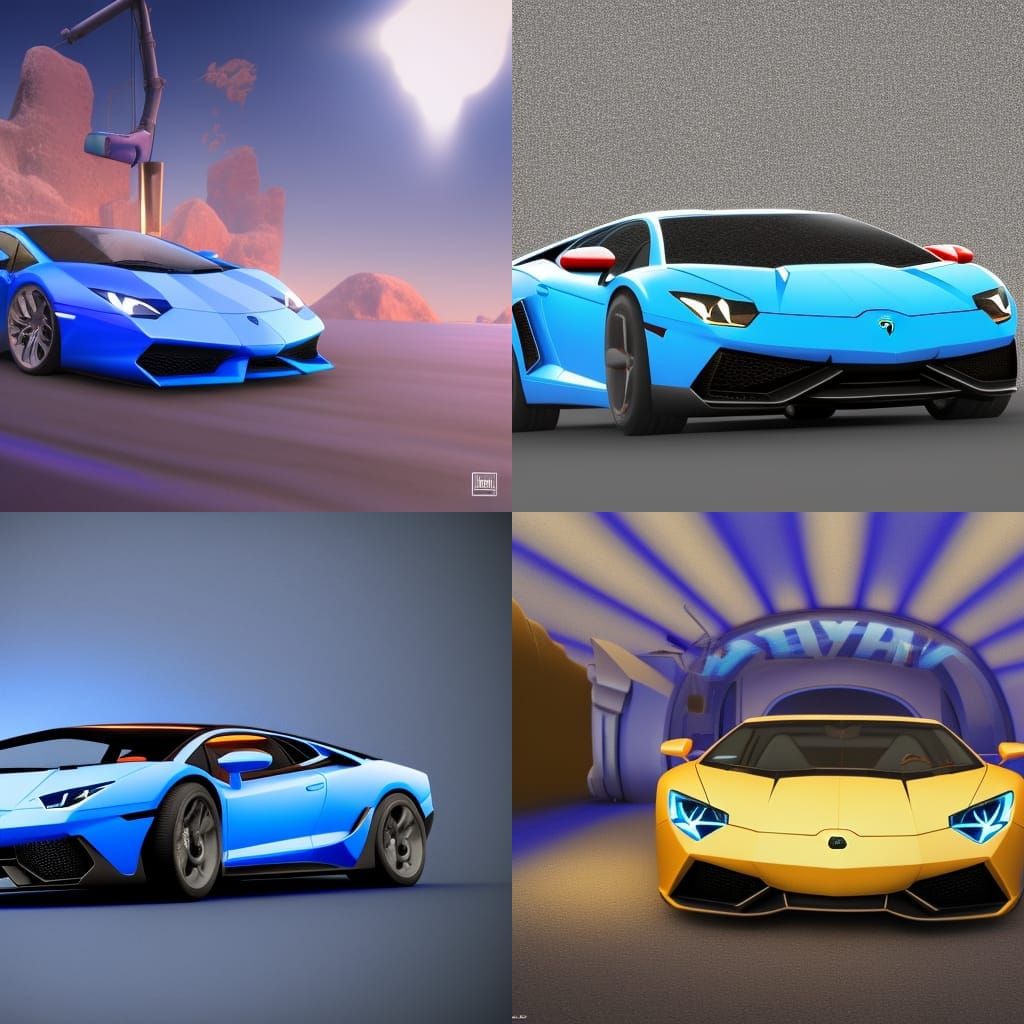 Blue Lamborghini as 3D Digital Art