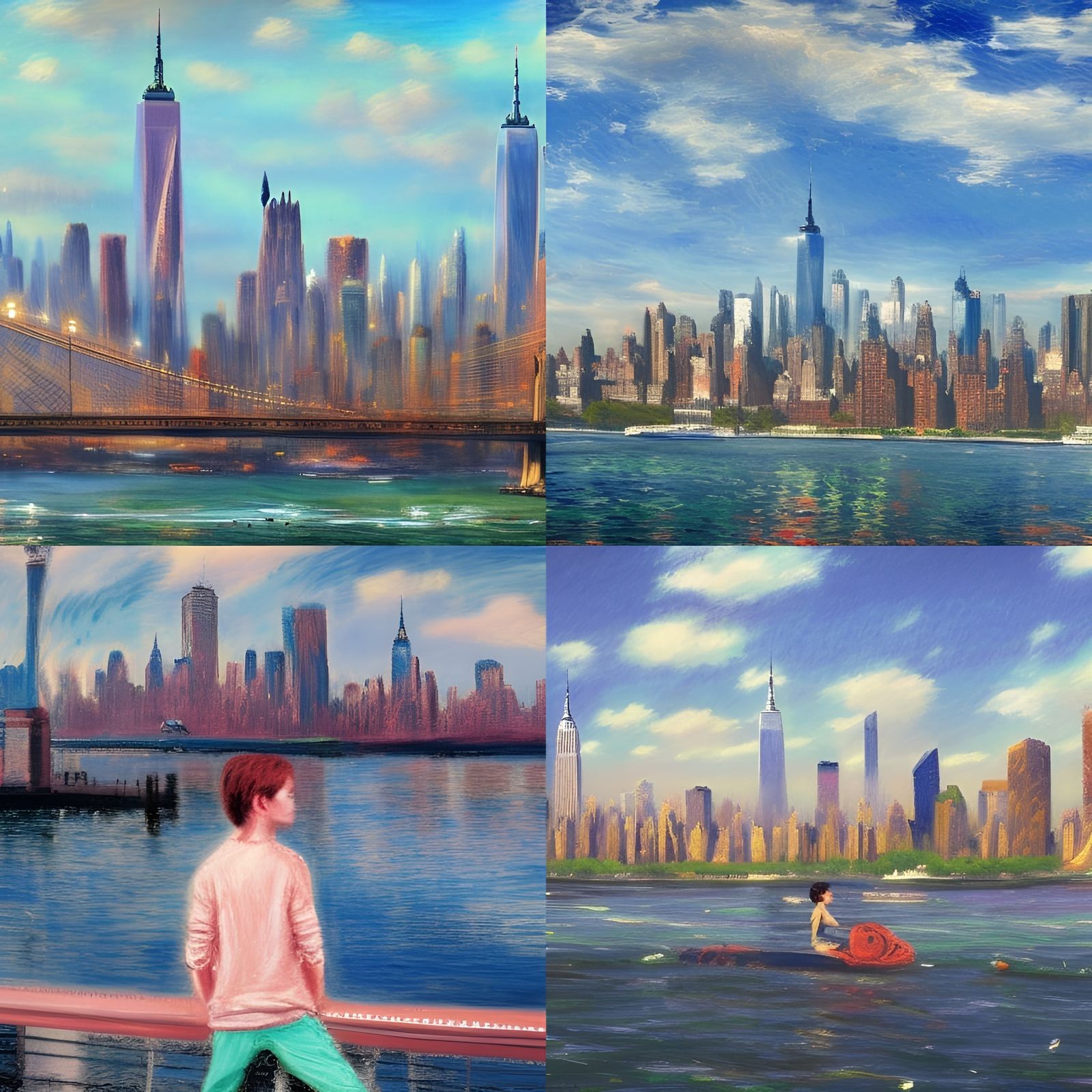 New York Skyline Impressionist View, Detailed Matte Painting