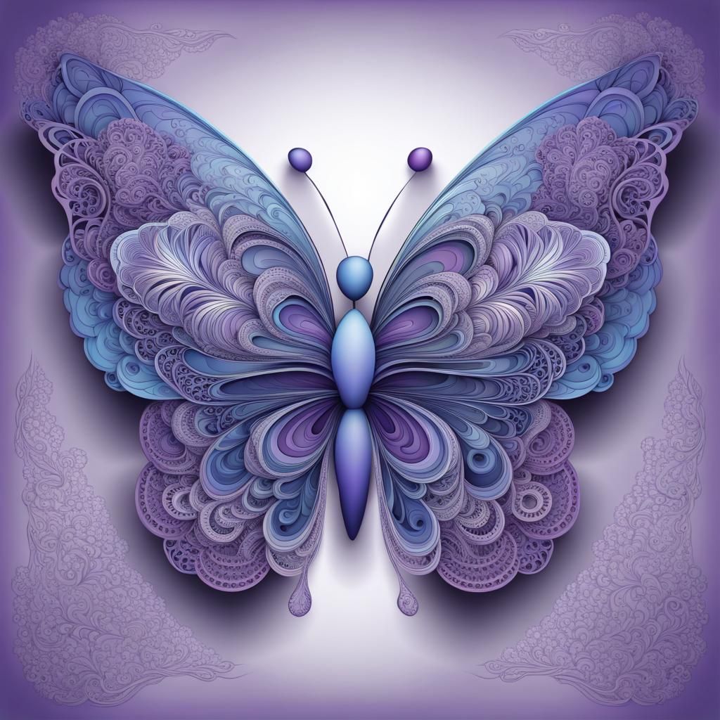Blue and Purple Lace Butterfly with Fractal Design