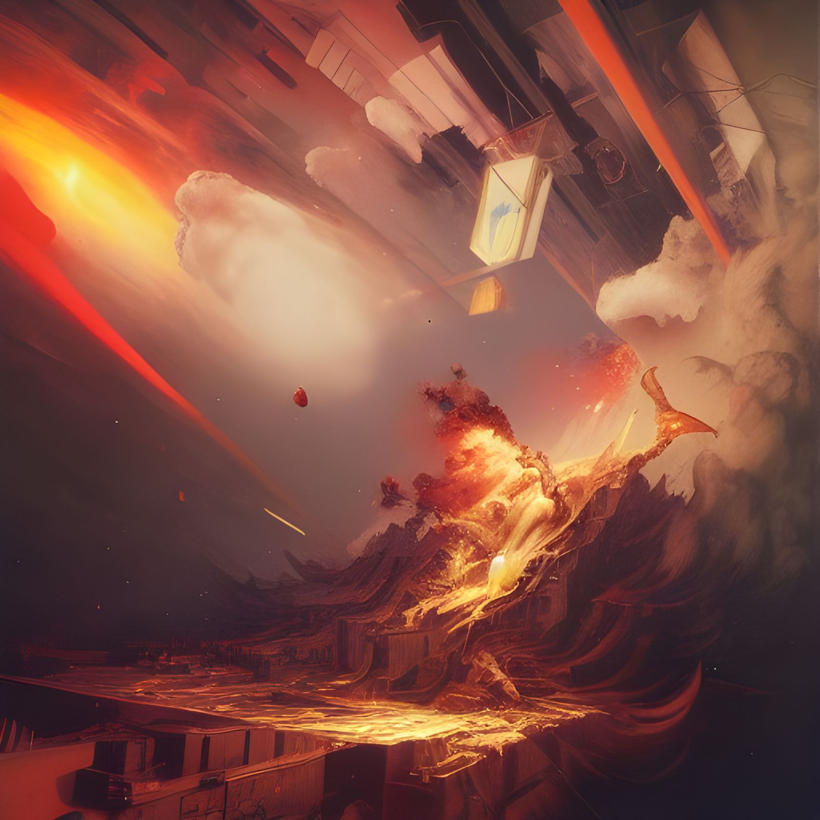 Apocalyptic Explosion: A Pug's Survival in Digital Art