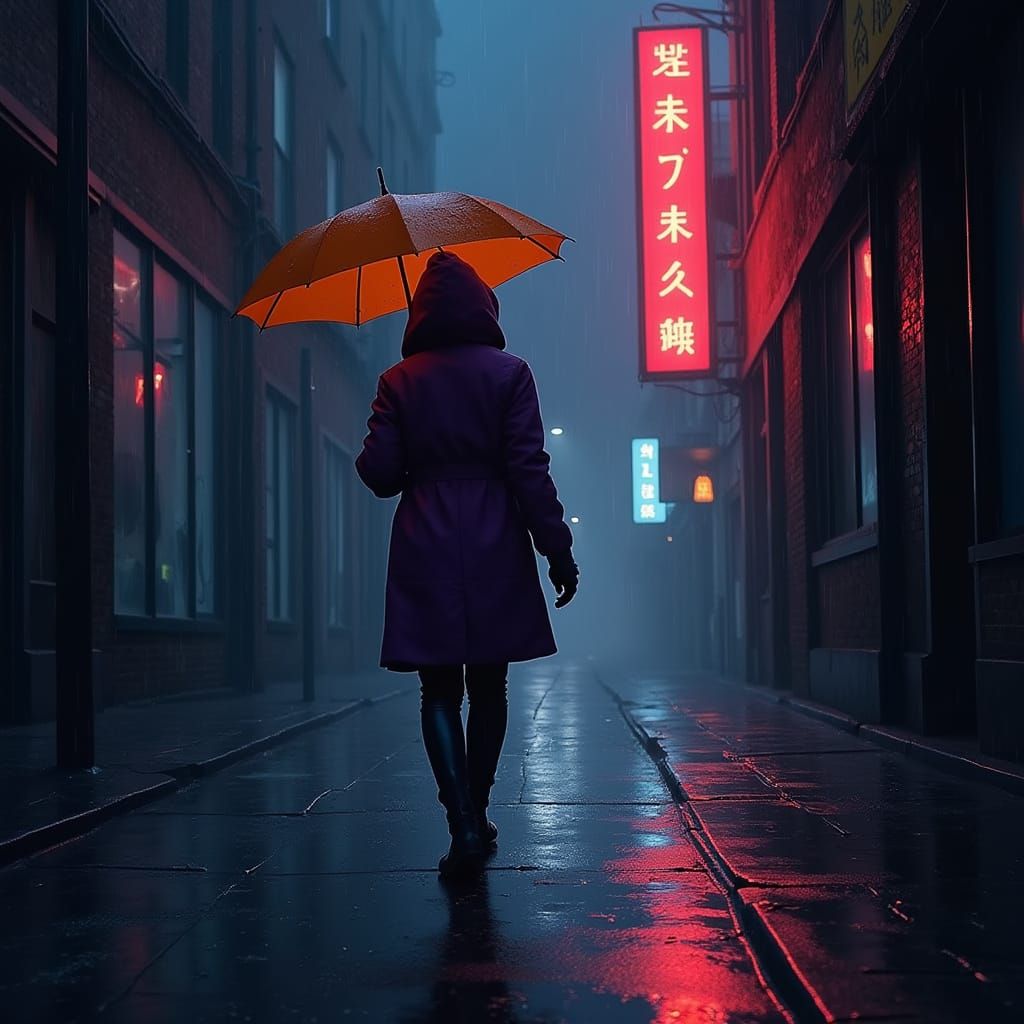 Noir Cityscape at Night in a Moody, Cinematic Style