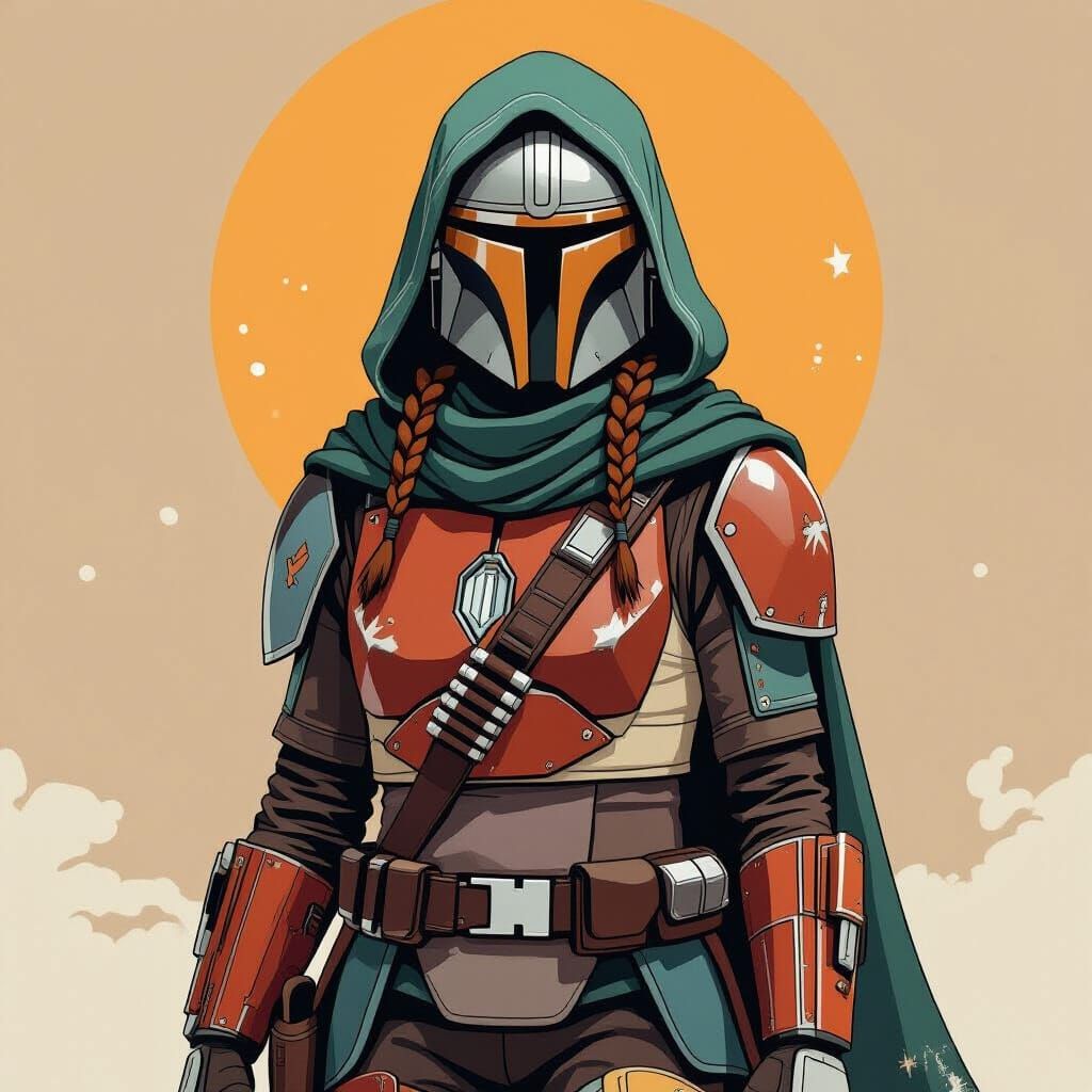 Anna in Mandalorian Armor with Desert-Worn Outfit