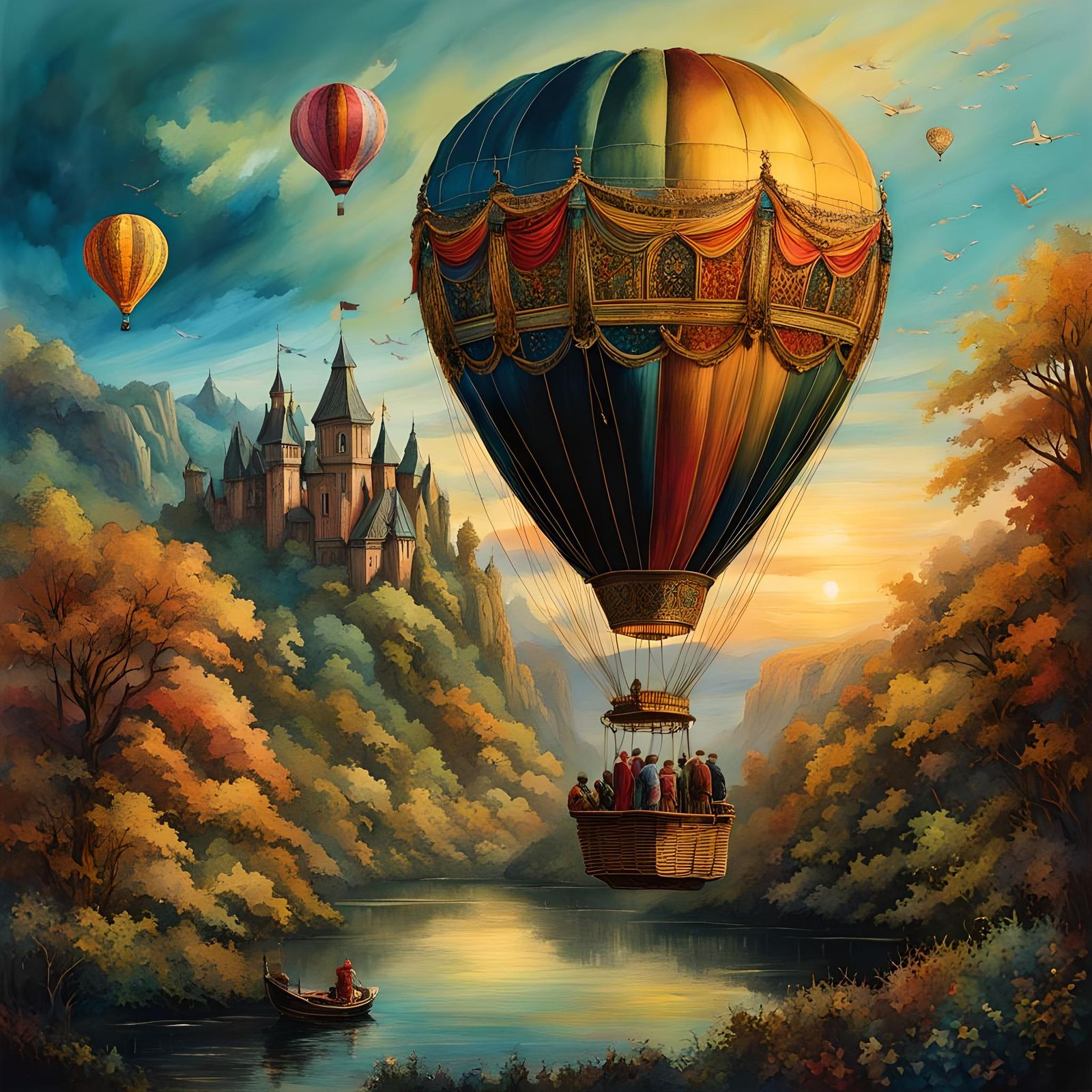 Jules Verne Hot Air Balloon: Storybook Illustration