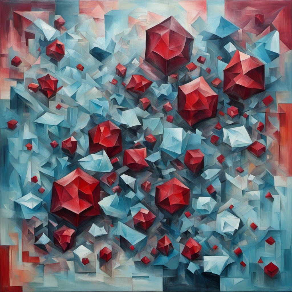 Surreal Abstract Painting of a Frozen Ruby Wild
