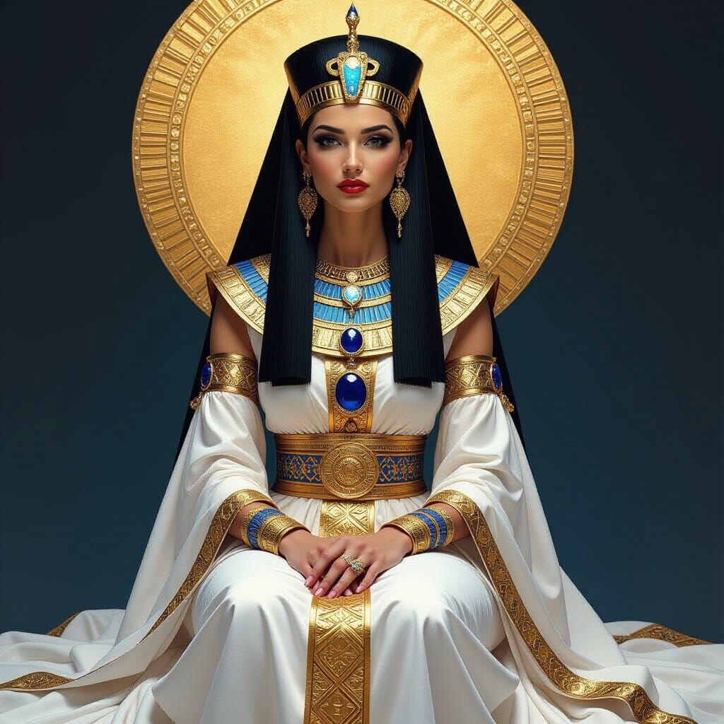 High Priestess in Pharaoh Dress, Beksiński Style