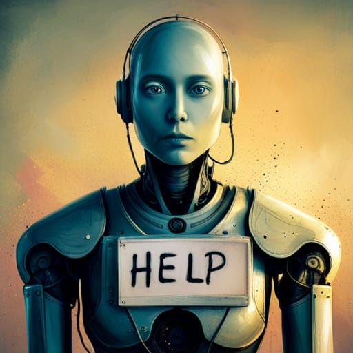 Robot Asks for Help: Cyberpunk Digital Art
