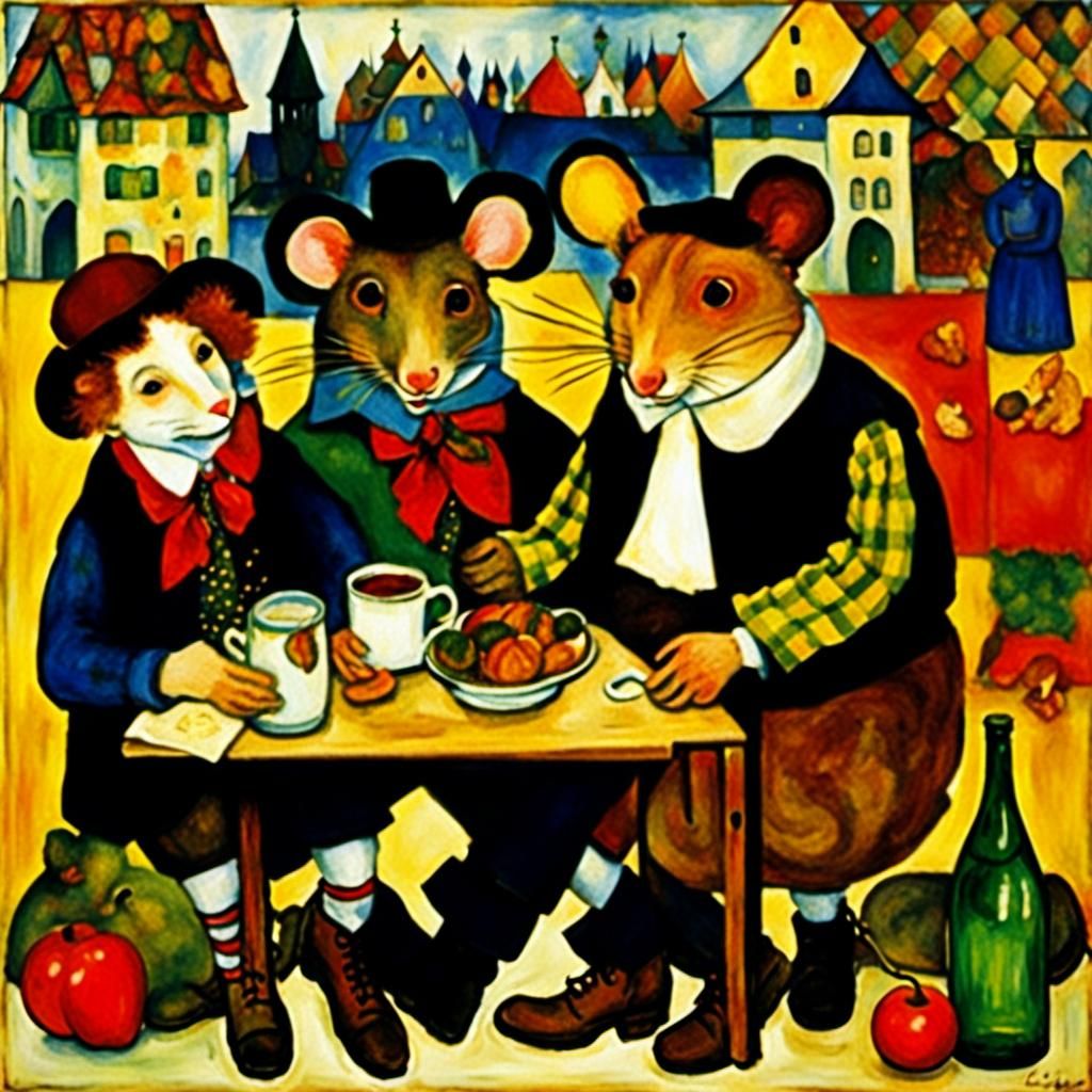 Oktoberfest Mouse Holiday in Expressionist Style