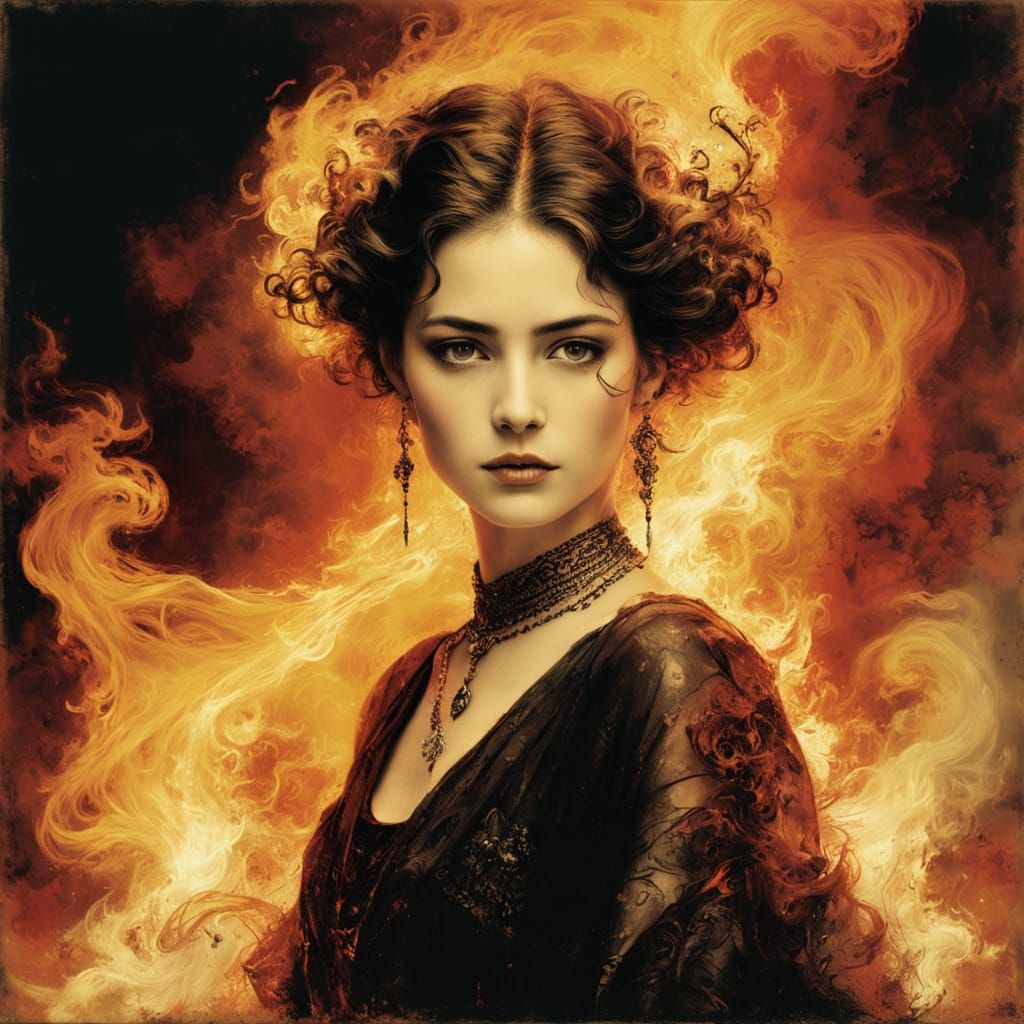Lady on fire portrait