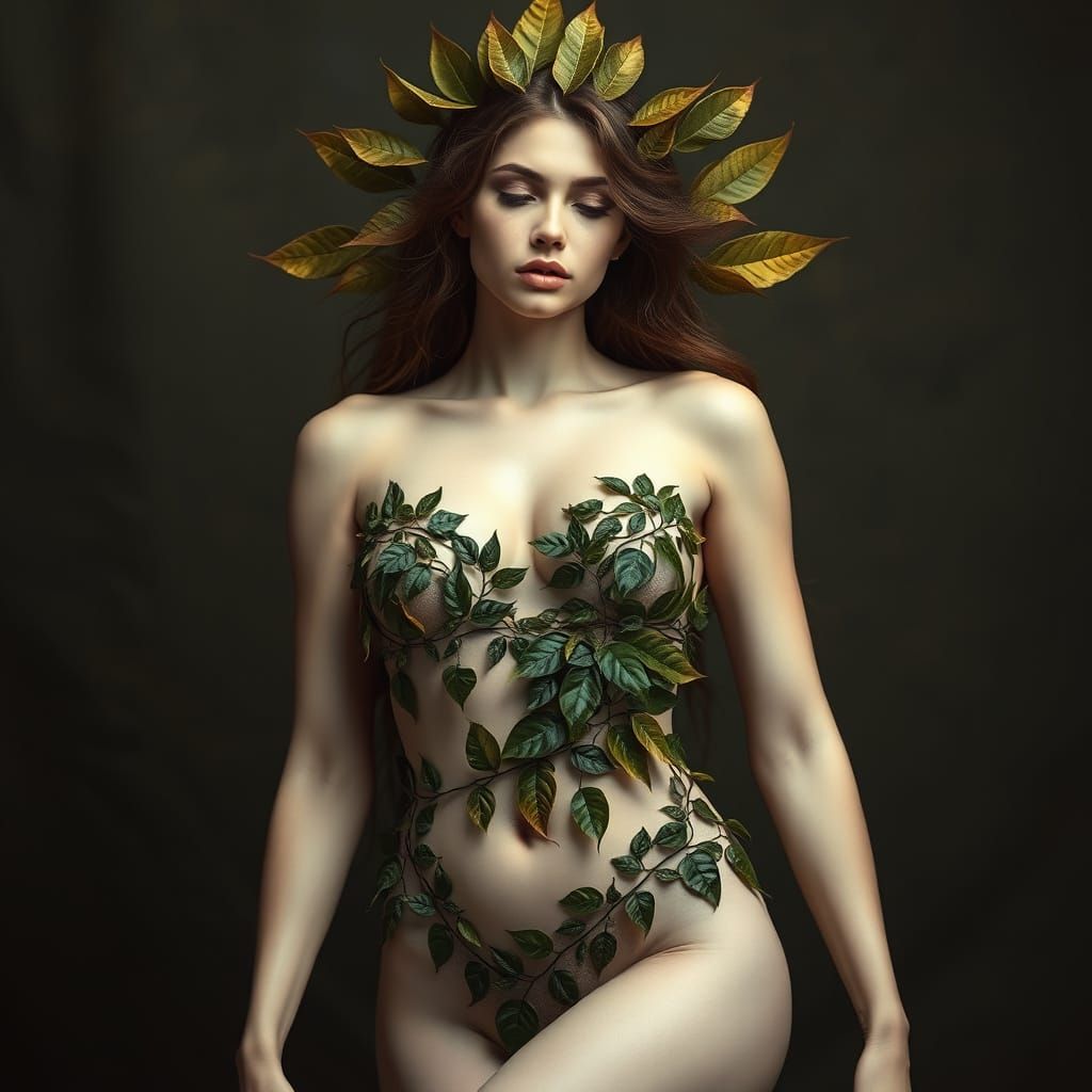 Goddess of Sensuality in Leaf Adornment
