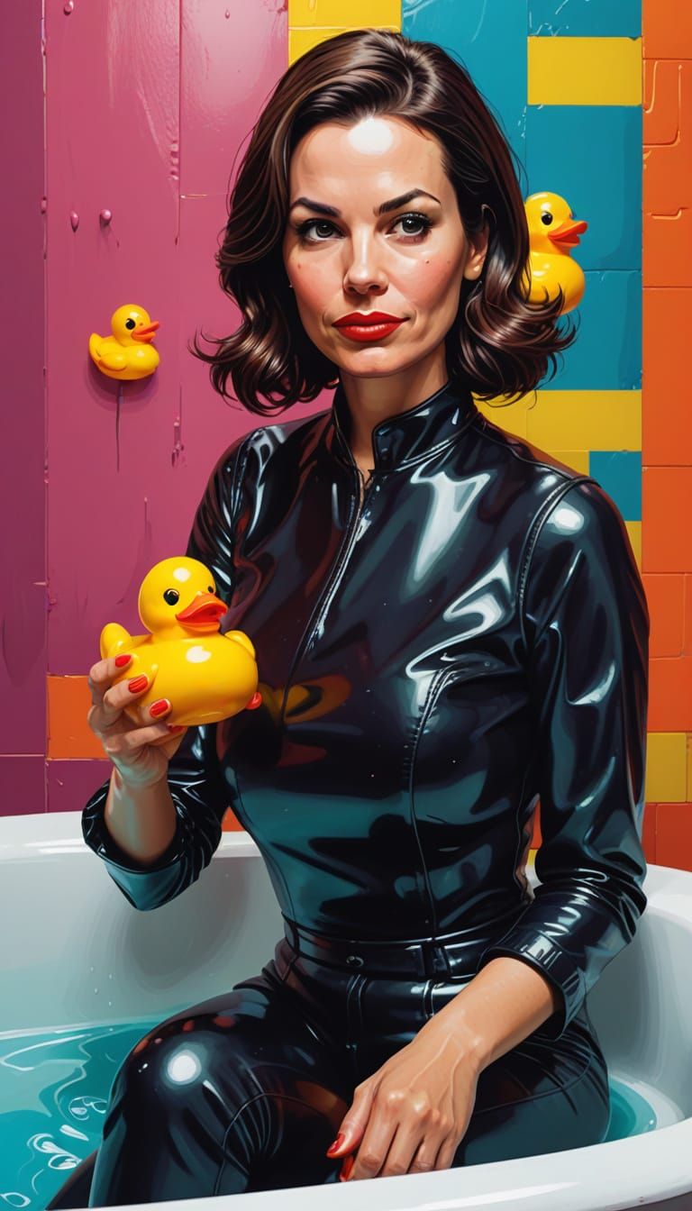 Vibrant Pop Art Satire of a Brunette Mom