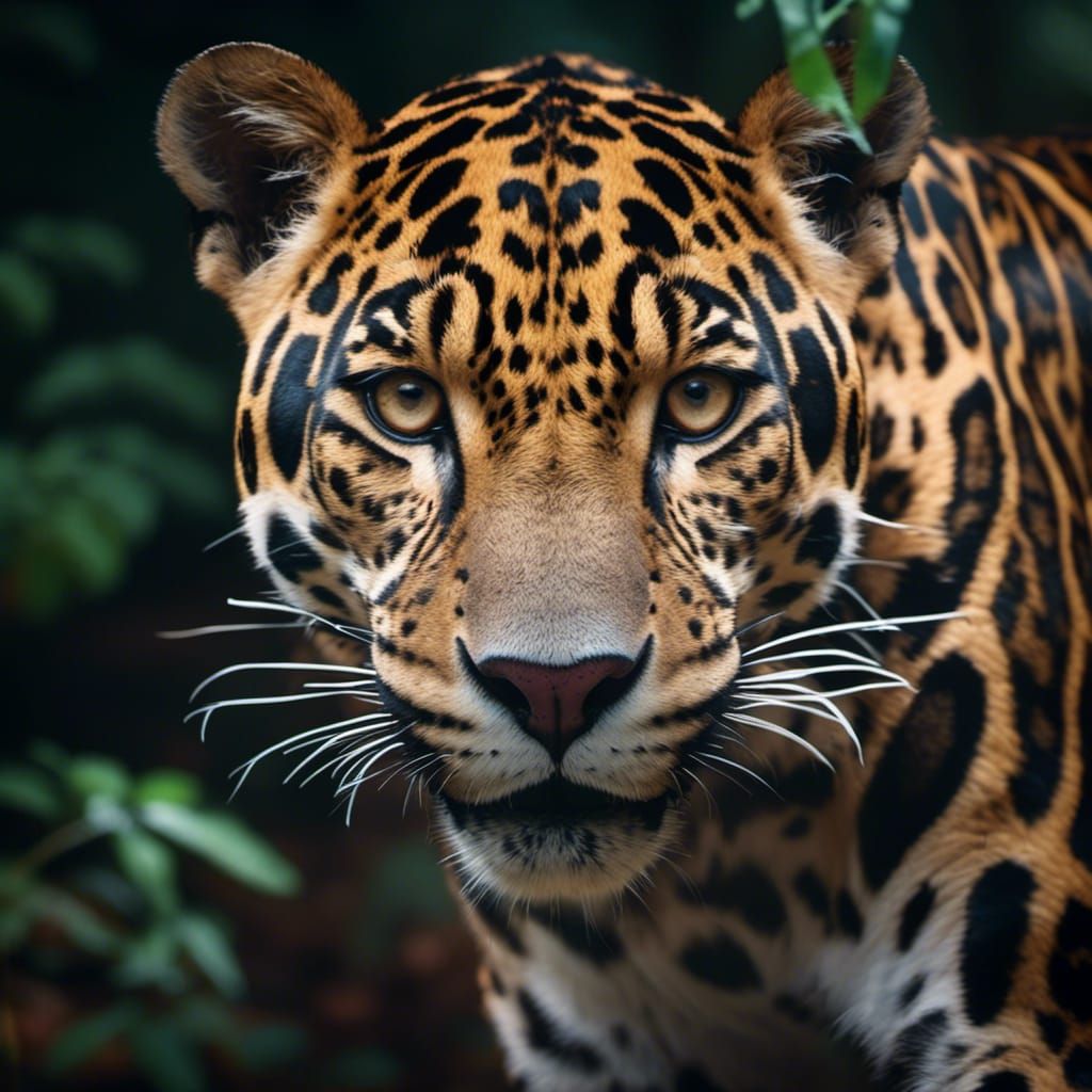 <lora:IntotheWoods:1.0> Photorealistic portrait of a Jaguar ...