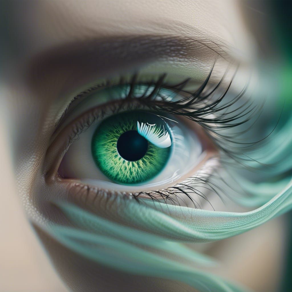 Grey-Green Eye Close-Up: Dreamlike Ethereal Macro
