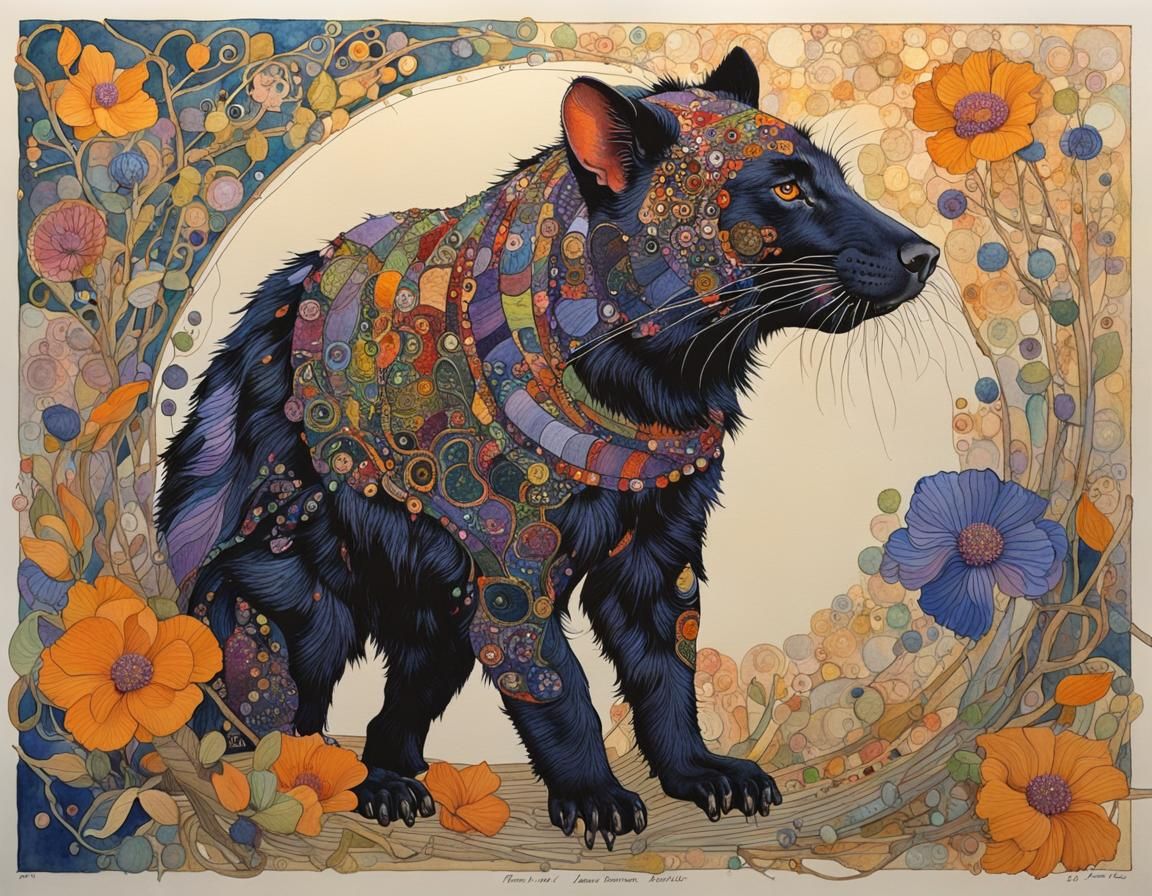 Tasmanian Devil in Art Nouveau Style