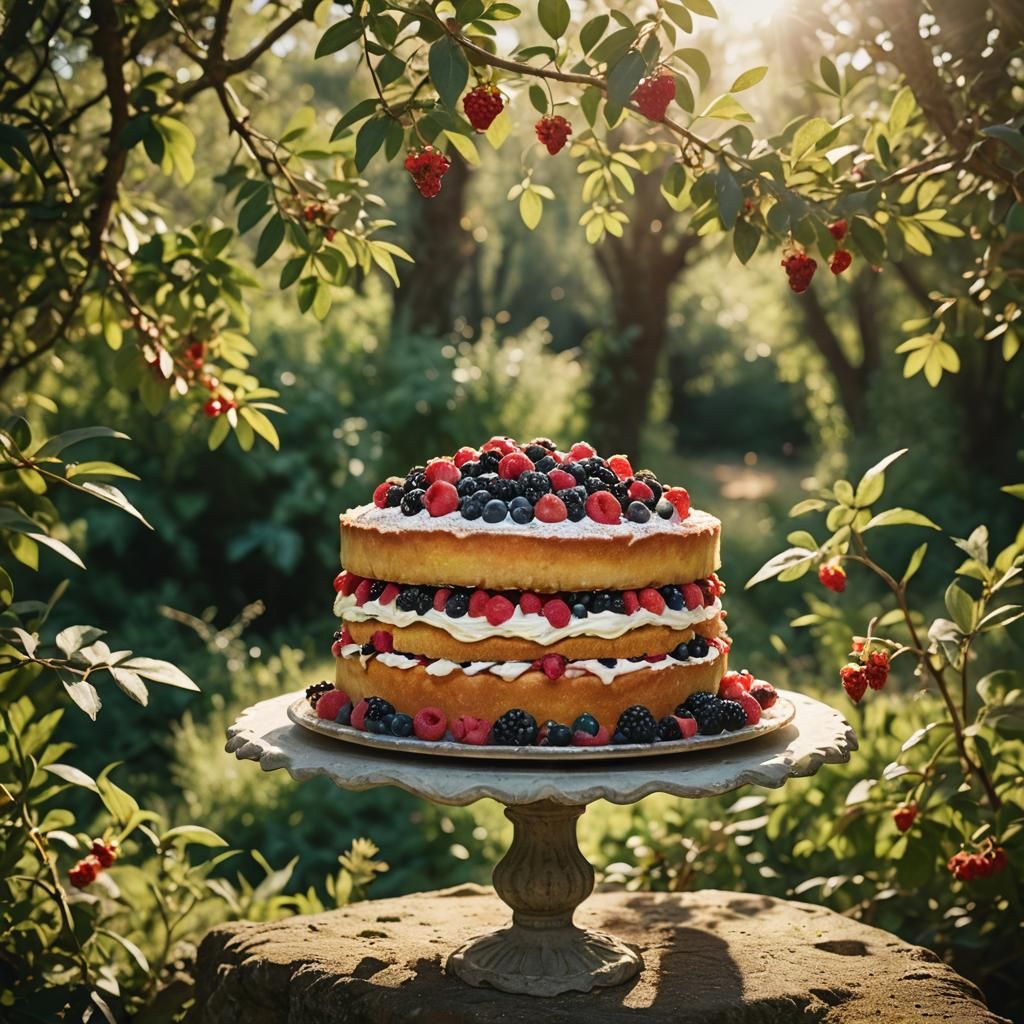 Mediterranean Cake Surrounded by Berries: Film Still