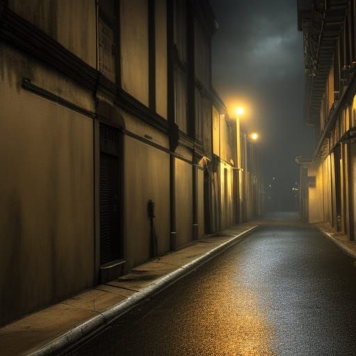 Dramatic Crime Scene in Dark Alley