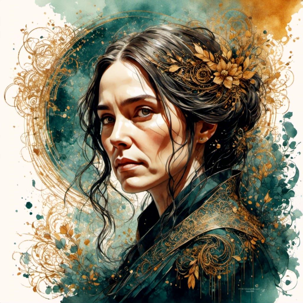 Snape as Gorgeous Woman in Watercolor Style