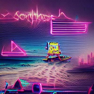Spongebob in Synthwave Neon Style