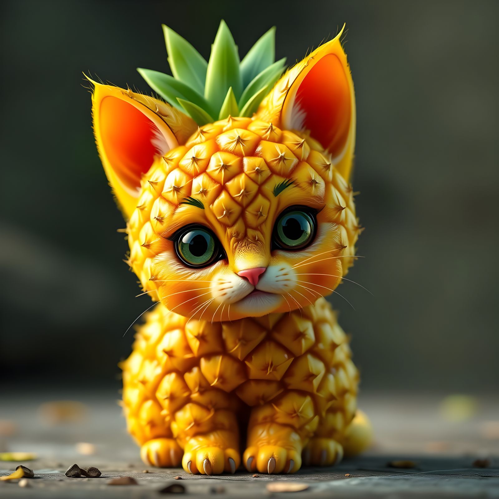 Vibrant Pineapple Feline in Whimsical Splendor