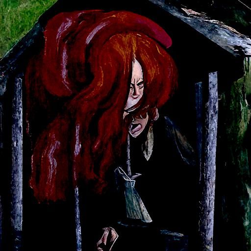 Red-Haired Witch in Detention Bog: Detailed Painting