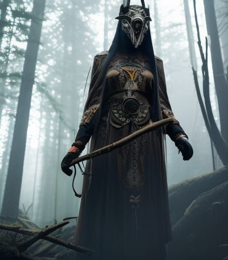 Masked Cultist in a forest clearing