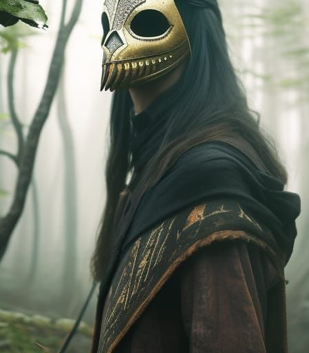 Masked Cultist in a forest clearing