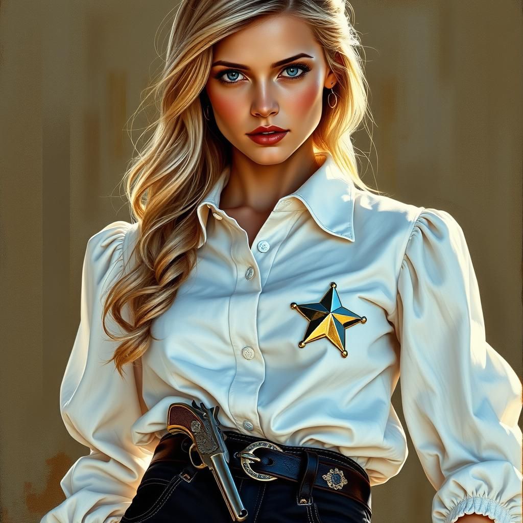Stunning Blond Marshal in Classic Western Style