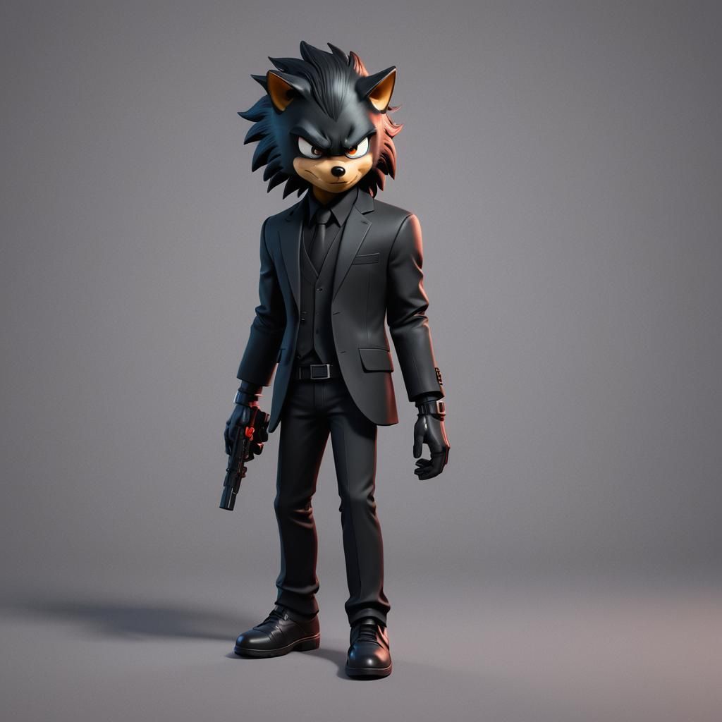 Shadow the Hedgehog as John Wick: 3D Digital Art