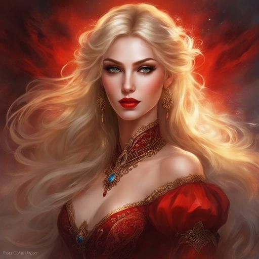 Blonde Woman in Lingerie: A Royo-Inspired Portrait