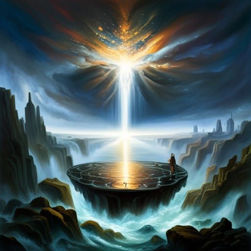 God Creates Heavens and Earth: Digital Painting