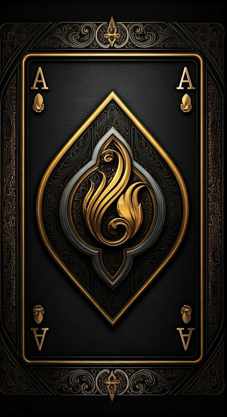Ace of Flames: Ornate, Metallic Playing Card with Intricate ...