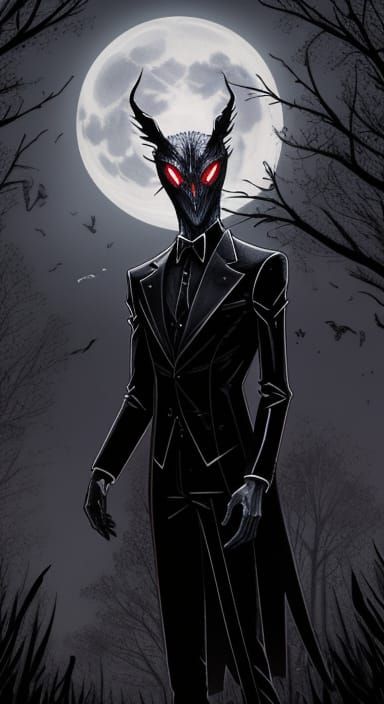 Slender Mothman Hybrid in Comic Book Style