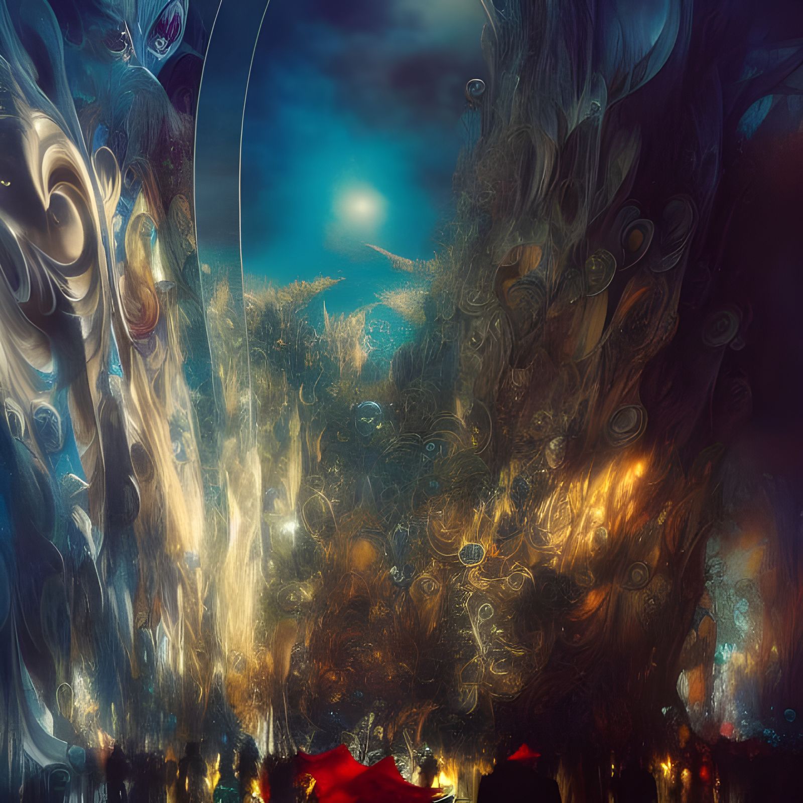 Solitude in a Crowd: Iridescent Fantasy Landscape